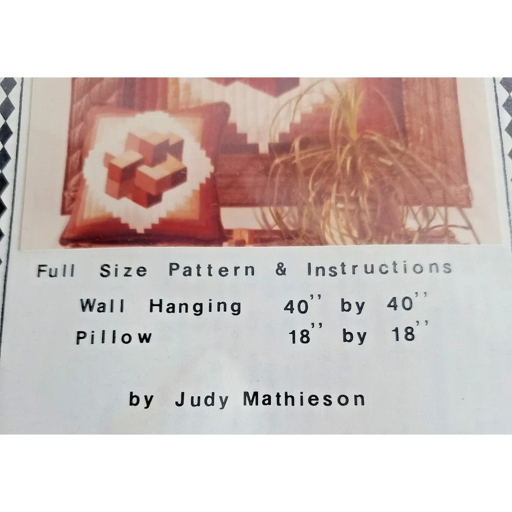 Quilted Puzzle Wallhanging Pillow Quilt Pattern 3D 18x18 and 40x40 Complete kits